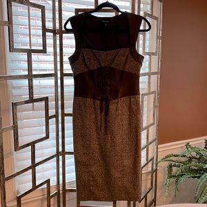 BeBe Dress Leather Corset and Leather Trimming